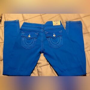 True Religion Women's Skinny Jeans in Bright Blue